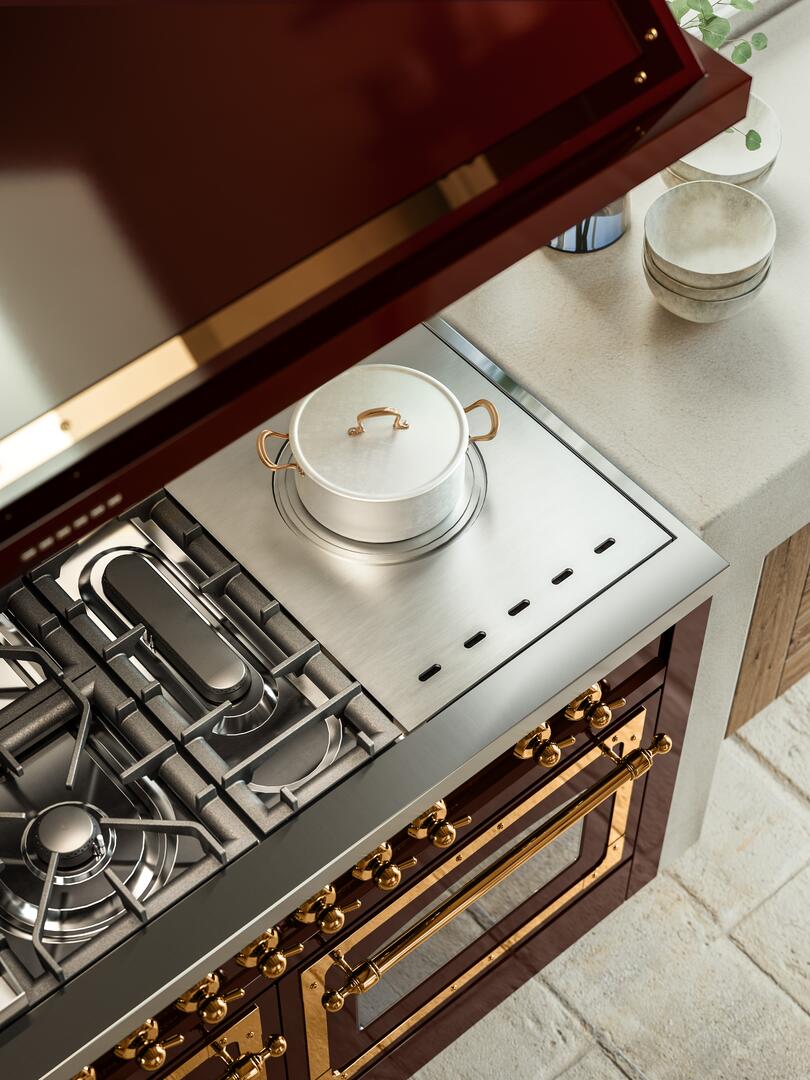 Ilve UP60FSNMPSSG Nostalgie Ii 60 Inch Dual Fuel Natural Gas Freestanding Range In Stainless Steel With Brass Trim