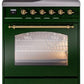 Ilve UPI304NMPEGG Nostalgie Ii 30 Inch Electric Freestanding Range In Emerald Green With Brass Trim