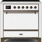 Ilve UMI09QNS3WHB Majestic Ii 36 Inch Electric Freestanding Range In White With Bronze Trim