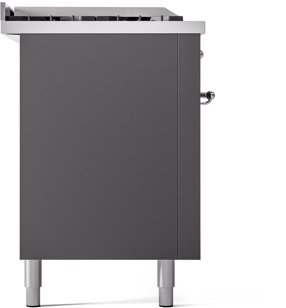 Ilve UP60FSNMPMGC Nostalgie Ii 60 Inch Dual Fuel Natural Gas Freestanding Range In Matte Graphite With Chrome Trim