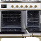 Ilve UMD10FDNS3WHGLP Majestic Ii 40 Inch Dual Fuel Liquid Propane Freestanding Range In White With Brass Trim