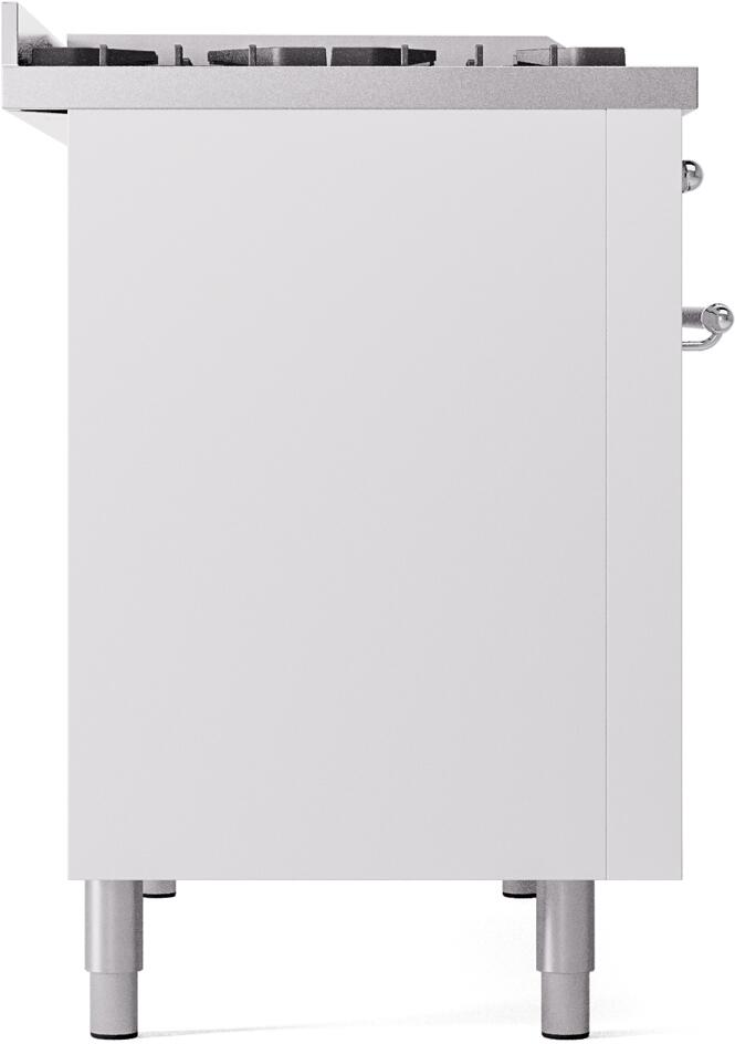 Ilve UP48FNMPWHC Nostalgie Ii 48 Inch Dual Fuel Natural Gas Freestanding Range In White With Chrome Trim