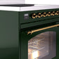 Ilve UPI304NMPEGG Nostalgie Ii 30 Inch Electric Freestanding Range In Emerald Green With Brass Trim