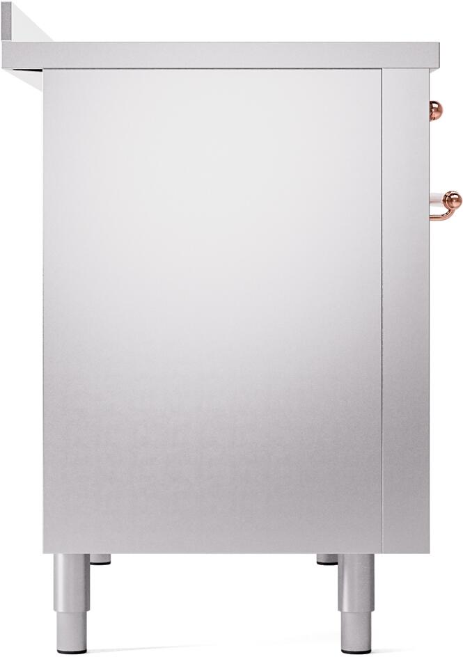 Ilve UPI486NMPSSP Nostalgie Ii 48 Inch Electric Freestanding Range In Stainless Steel With Copper Trim