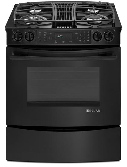 Jennair JGS9900CDB Black Jenn-Air® Slide-In Gas Downdraft Range With Convection, 30