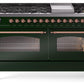 Ilve UP60FNMPEGPLP Nostalgie Ii 60 Inch Dual Fuel Liquid Propane Freestanding Range In Emerald Green With Copper Trim