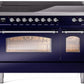 Ilve UPI486NMPMBC Nostalgie Ii 48 Inch Electric Freestanding Range In Blue With Chrome Trim