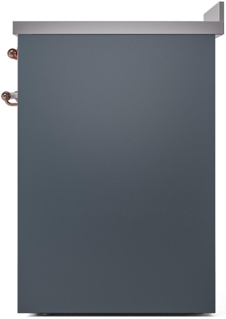 Ilve UPI304NMPBGP Nostalgie Ii 30 Inch Electric Freestanding Range In Blue Grey With Copper Trim