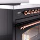 Ilve UPI486NMPBKP Nostalgie Ii 48 Inch Electric Freestanding Range In Glossy Black With Copper Trim