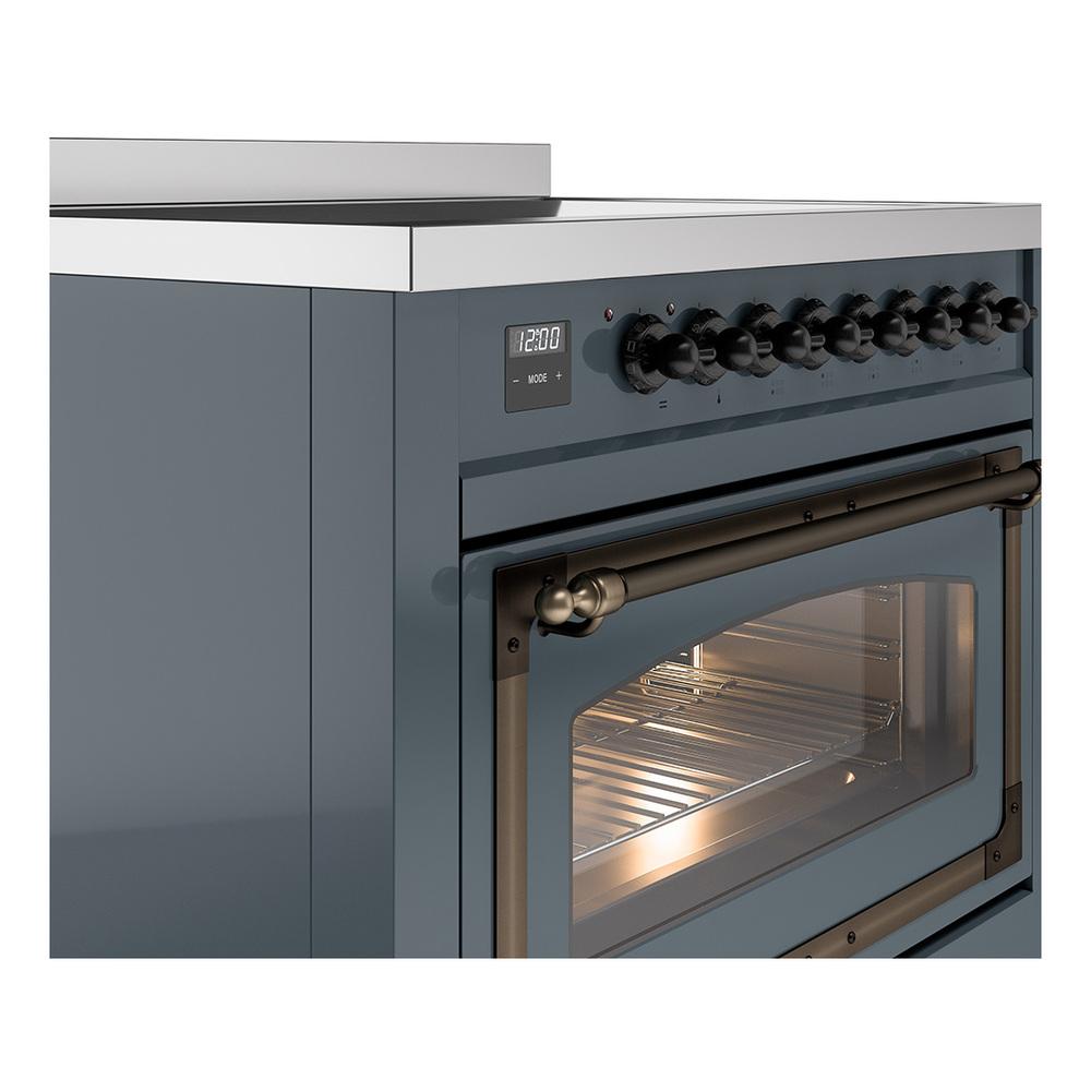 Ilve UNI366NMPBGB Ilve Uni366Nmpbgb Nostalgie Ii Noblesse 36" Induction Range (Triple Glass Door, Blue Grey, Burnished)