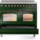 Ilve UPDI406NMPEGB Nostalgie Ii 40 Inch Electric Freestanding Range In Emerald Green With Bronze Trim