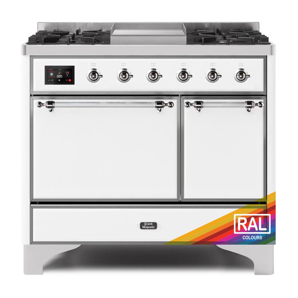 Ilve UMD10FDQNS3RAC Ilve Majestic Ii 40 Umd10Fdqns3Rac Freestanding Dual Fuel Range With 6 Sealed Burners Yes Double Oven With Solid Door In Ral Color With Chrome Knobs