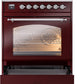 Ilve UP30NMPBUCLP Nostalgie Ii 30 Inch Dual Fuel Liquid Propane Freestanding Range In Burgundy With Chrome Trim