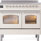 Ilve UPDI406NMPAWC Nostalgie Ii 40 Inch Electric Freestanding Range In Antique White With Chrome Trim