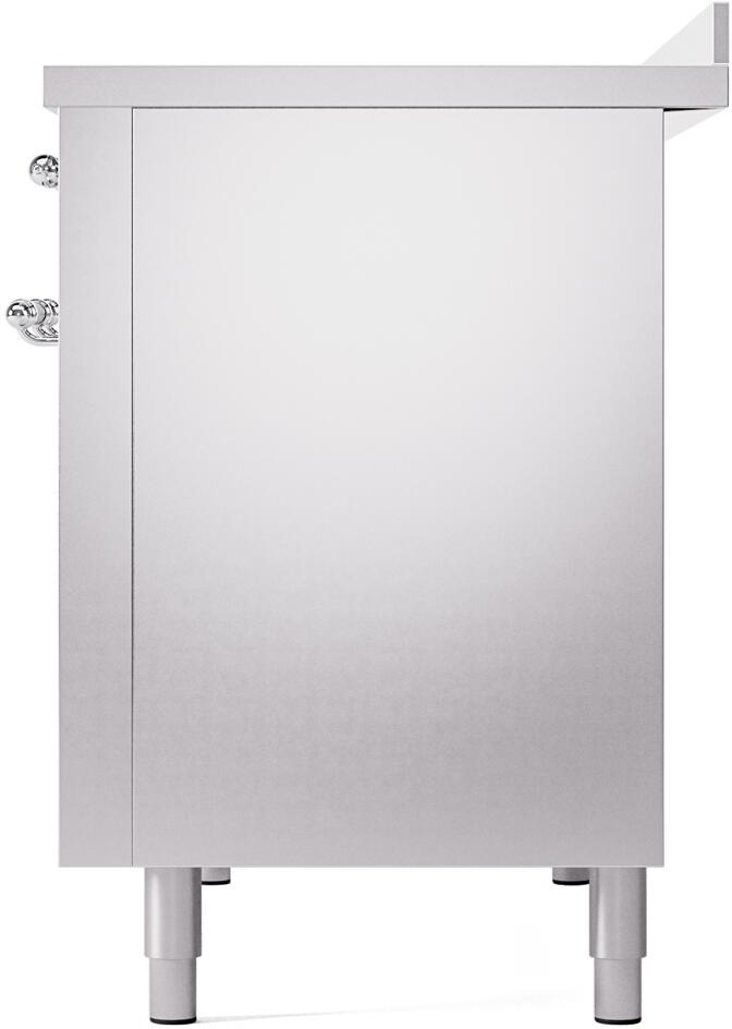 Ilve UPI486NMPSSC Nostalgie Ii 48 Inch Electric Freestanding Range In Stainless Steel With Chrome Trim