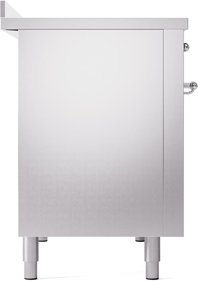 Ilve UPI486NMPSSC Nostalgie Ii 48 Inch Electric Freestanding Range In Stainless Steel With Chrome Trim