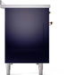 Ilve UPI486NMPMBG Nostalgie Ii 48 Inch Electric Freestanding Range In Blue With Brass Trim