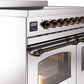 Ilve UPDI406NMPSSB Nostalgie Ii 40 Inch Electric Freestanding Range In Stainless Steel With Bronze Trim