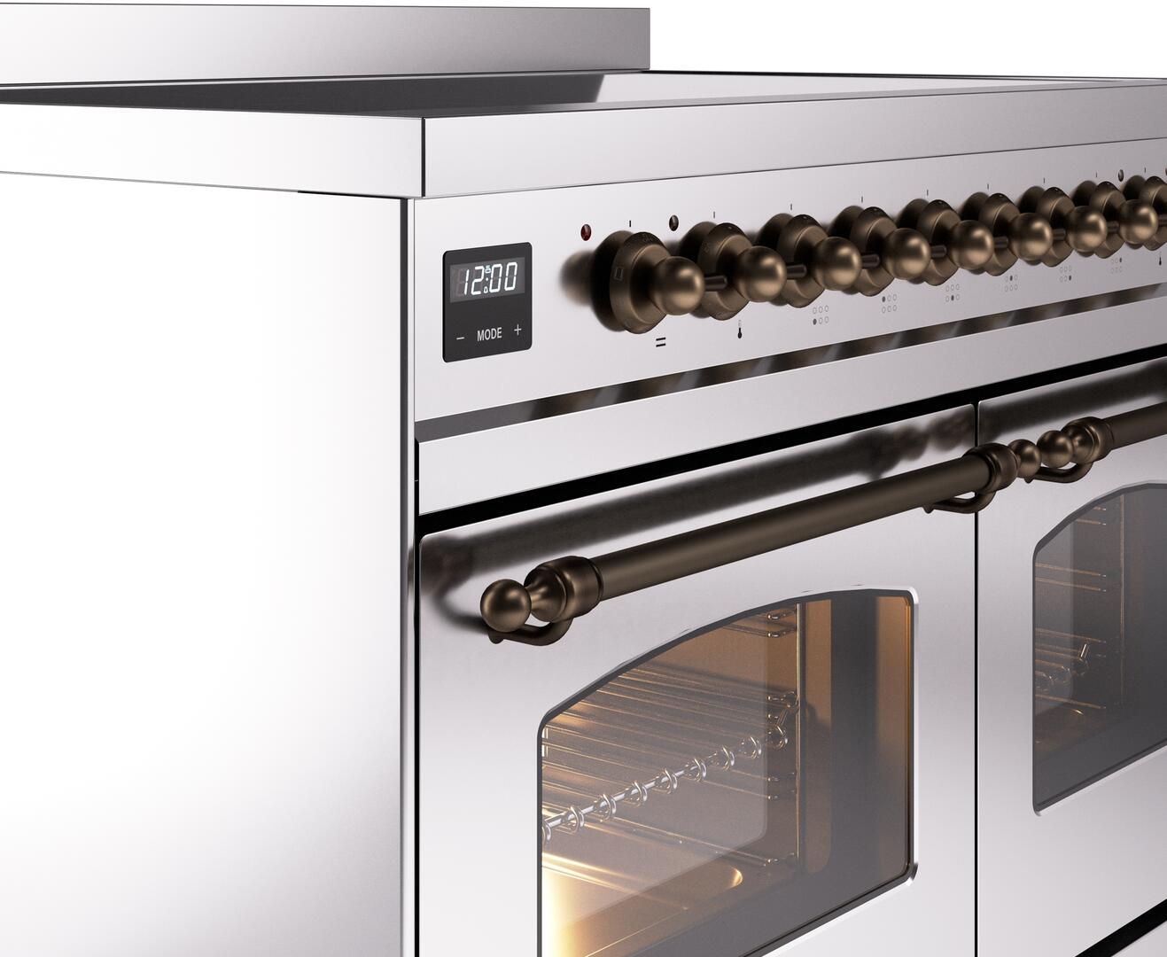 Ilve UPDI406NMPSSB Nostalgie Ii 40 Inch Electric Freestanding Range In Stainless Steel With Bronze Trim