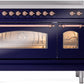 Ilve UPI486NMPMBP Nostalgie Ii 48 Inch Electric Freestanding Range In Blue With Copper Trim