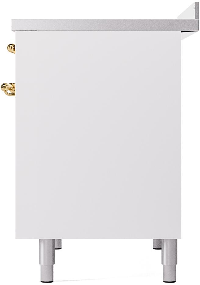 Ilve UPDI406NMPWHG Nostalgie Ii 40 Inch Electric Freestanding Range In White With Brass Trim