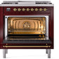 Ilve UP36FNMPBUG Nostalgie Ii 36 Inch Dual Fuel Natural Gas Freestanding Range In Burgundy With Brass Trim