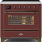 Ilve UMI09NS3BUB Majestic Ii 36 Inch Electric Freestanding Range In Burgundy With Bronze Trim