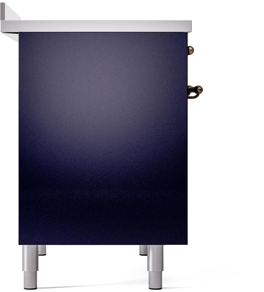 Ilve UPDI406NMPMBB Nostalgie Ii 40 Inch Electric Freestanding Range In Blue With Bronze Trim