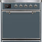 Ilve UMI30QNE3BGC Majestic Ii 30 Inch Electric Freestanding Range In Blue Grey With Chrome Trim