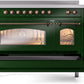 Ilve UPI486NMPEGB Nostalgie Ii 48 Inch Electric Freestanding Range In Emerald Green With Bronze Trim