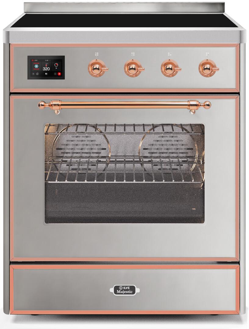 Ilve UMI30NE3SSP Majestic Ii 30 Inch Electric Freestanding Range In Stainless Steel With Copper Trim