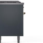 Ilve UP60FSNMPBGGLP Nostalgie Ii 60 Inch Dual Fuel Liquid Propane Freestanding Range In Blue Grey With Brass Trim