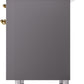 Ilve UPDI406NMPMGG Nostalgie Ii 40 Inch Electric Freestanding Range In Matte Graphite With Brass Trim