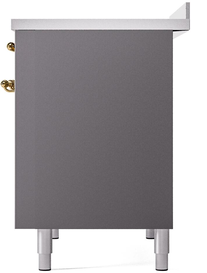 Ilve UPDI406NMPMGG Nostalgie Ii 40 Inch Electric Freestanding Range In Matte Graphite With Brass Trim