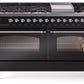 Ilve UP60FNMPBKCLP Nostalgie Ii 60 Inch Dual Fuel Liquid Propane Freestanding Range In Glossy Black With Chrome Trim