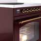 Ilve UPI304NMPBUG Nostalgie Ii 30 Inch Electric Freestanding Range In Burgundy With Brass Trim