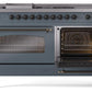 Ilve UP60FSNMPBGB Nostalgie Ii 60 Inch Dual Fuel Natural Gas Freestanding Range In Blue Grey With Bronze Trim