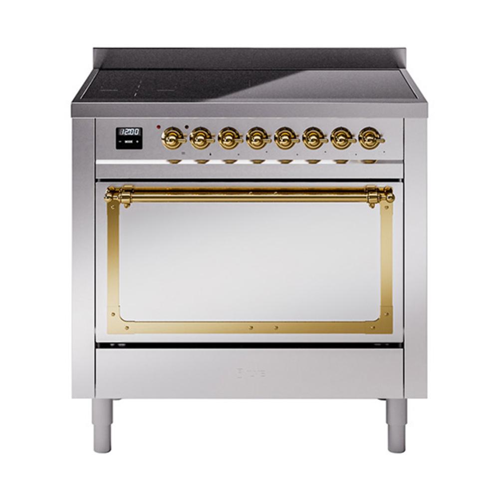 Ilve UNI366QNMPSSG Ilve Uni366Qnmpssg Nostalgie Ii Noblesse 36" Induction Range (Solid Door, Stainless Steel, Brass)