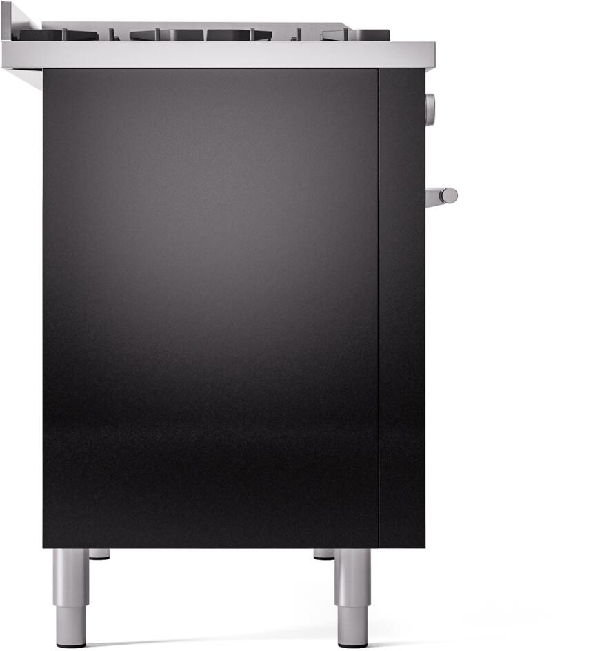 Ilve UP48FWMPBKLP Professional Plus Ii 48 Inch Dual Fuel Liquid Propane Freestanding Range In Glossy Black With Trim