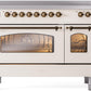 Ilve UPI486NMPAWB Nostalgie Ii 48 Inch Electric Freestanding Range In Antique White With Bronze Trim