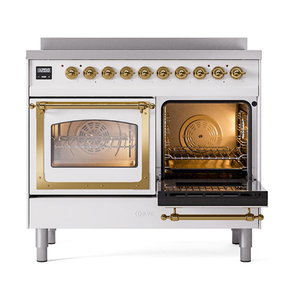 Ilve UNDI406NMPWHG Ilve Undi406Nmpwhg Nostalgie Ii Noblesse 40" Induction Range (Triple Glass Door, White, Brass)