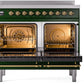 Ilve UPDI406NMPEGG Nostalgie Ii 40 Inch Electric Freestanding Range In Emerald Green With Brass Trim