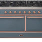 Ilve UM15FDQNS3BGP Majestic Ii 60 Inch Dual Fuel Natural Gas Freestanding Range In Blue Grey With Copper Trim