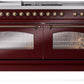 Ilve UP60FSNMPBUB Nostalgie Ii 60 Inch Dual Fuel Natural Gas Freestanding Range In Burgundy With Bronze Trim