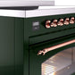 Ilve UPI486NMPEGP Nostalgie Ii 48 Inch Electric Freestanding Range In Emerald Green With Copper Trim