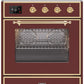 Ilve UMI30NE3BUG Majestic Ii 30 Inch Electric Freestanding Range In Burgundy With Brass Trim