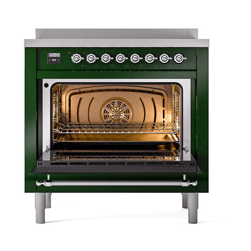 Ilve UNI366NMPEGC Ilve Uni366Nmpegc Nostalgie Ii Noblesse 36" Induction Range (Triple Glass Door, Emerald Green, Chrome)