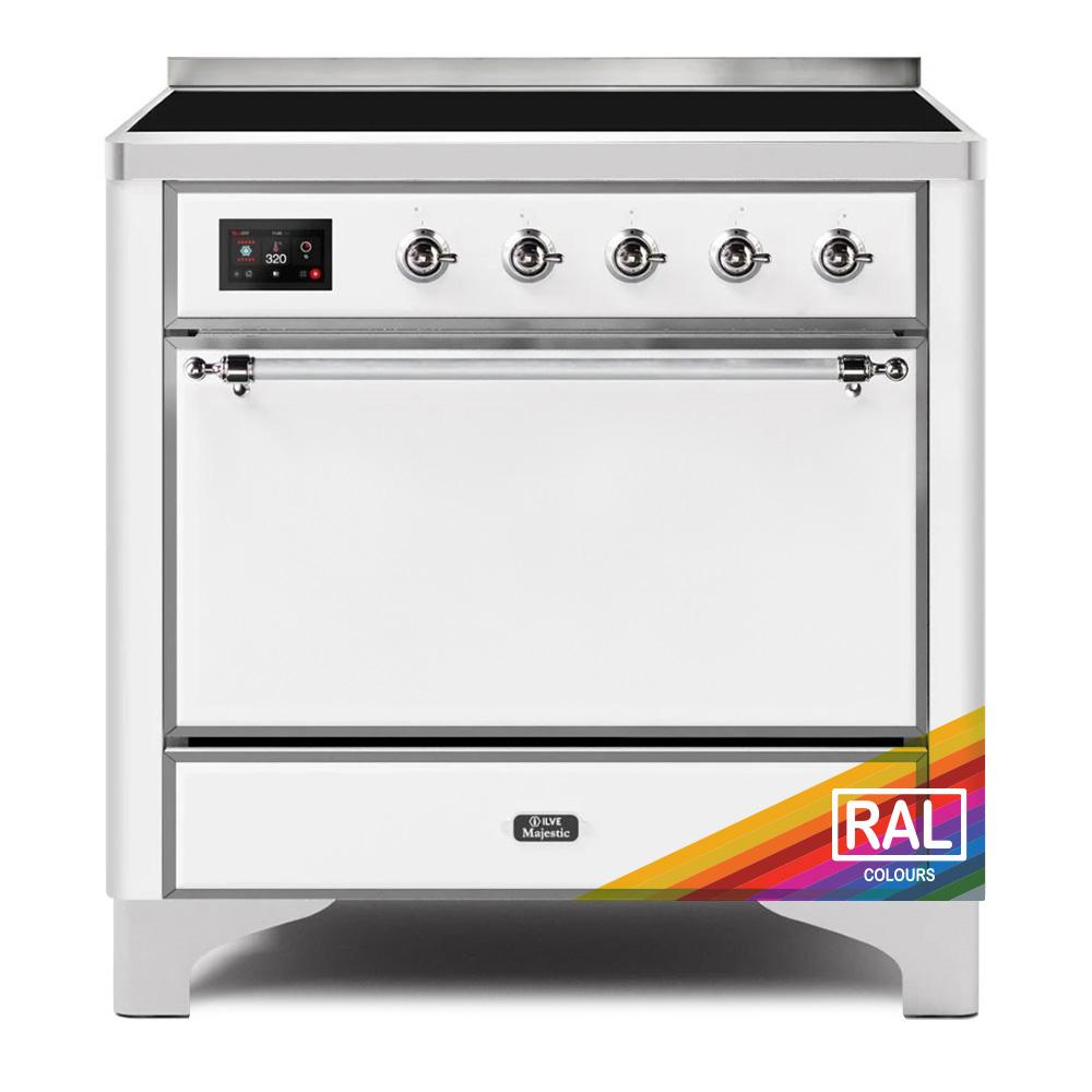 Ilve UMI09QNS3RAC Ilve Majestic Ii 36 Umi09Qns3Rac Freestanding Electric Range With Induction Single Oven With Solid Door In Ral Color With Chrome Knobs