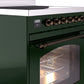 Ilve UPI304NMPEGB Nostalgie Ii 30 Inch Electric Freestanding Range In Emerald Green With Bronze Trim