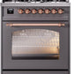 Ilve UP30NMPMGP Nostalgie Ii 30 Inch Dual Fuel Natural Gas Freestanding Range In Matte Graphite With Copper Trim